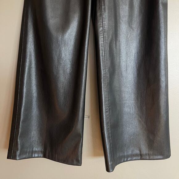 Anine Bing Koa Pant in Black Vegan Leather Size XS High Rise Wide Leg Chic Sexy - Picture 9 of 16